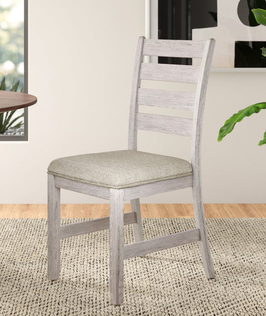 TREATLIFE HOME Casual Dining Room Side Chairs Set of 2 with Upholstered Seat in Grayish White Finish
