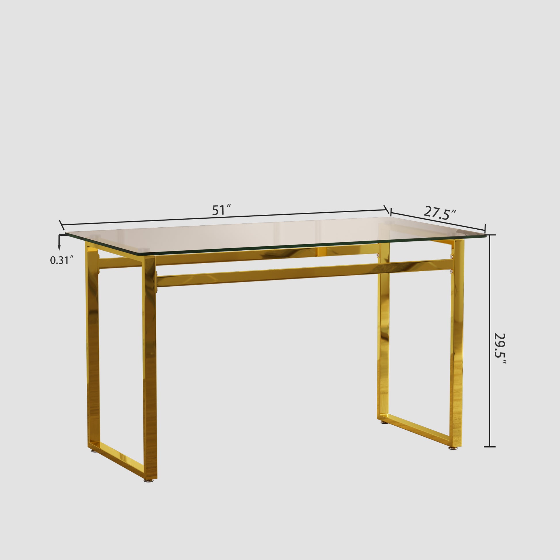 Sleek gold metal frame console table with clear glass top ideal for entryways