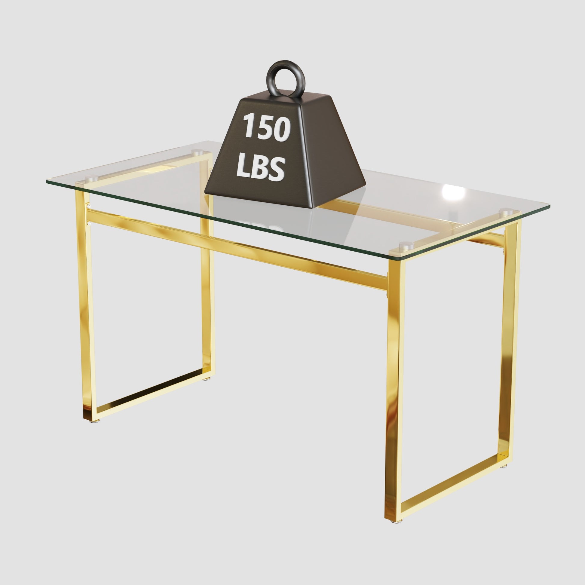 Elegant goldframe glass console table with weight capacity demonstration