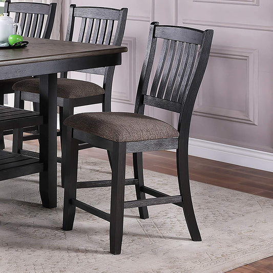 TREATLIFE HOME Set of 2 Contemporary Dark Coffee Rubberwood Dining Chairs with Upholstered Seat, Unique Design Back for Kitchen or Dining Room