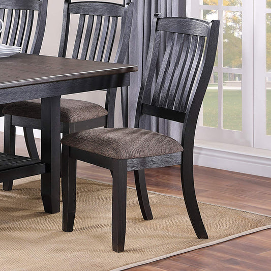 TREATLIFE HOME Set of 2 Contemporary Dining Side Chairs, Upholstered Fabric Seat, Unique Design Back, Dark Coffee Finish