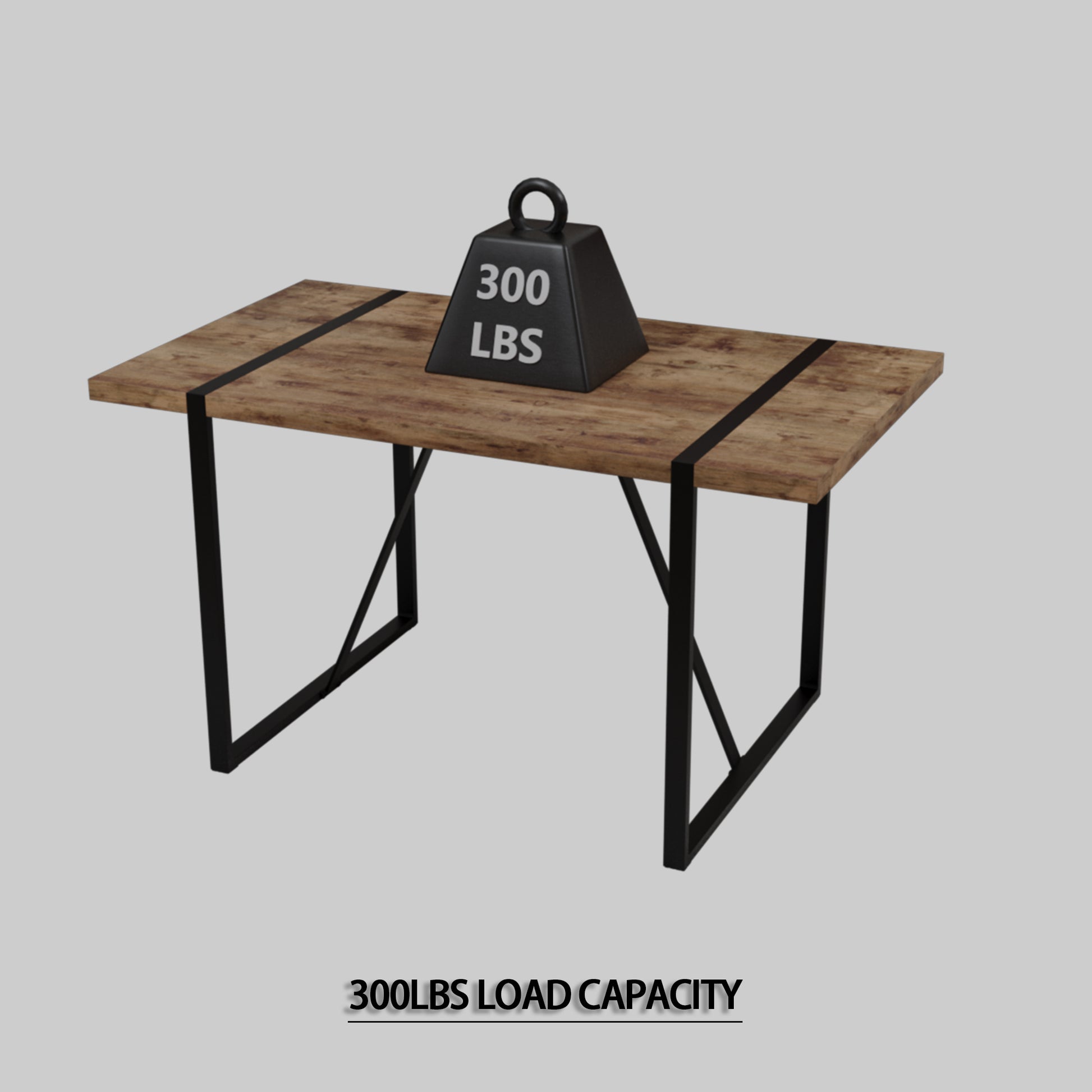 Rustic wood dining table with black metal frame