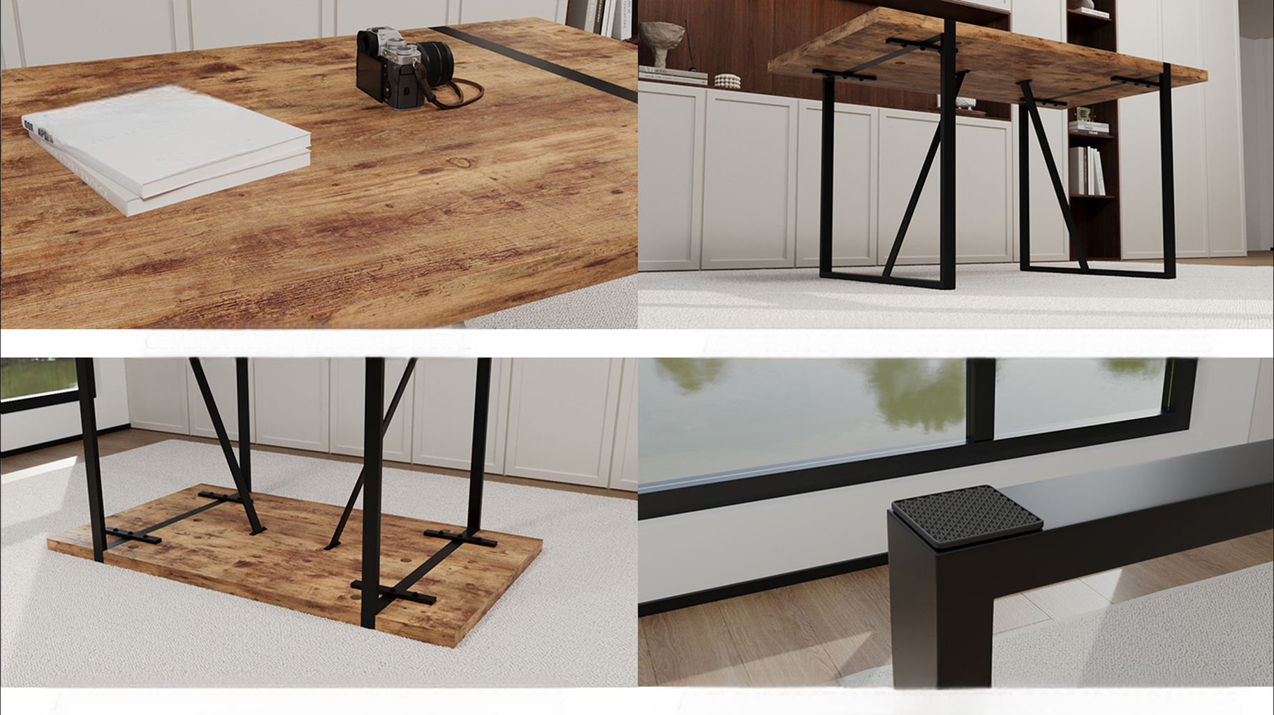Rustic wood top desk with black metal legs