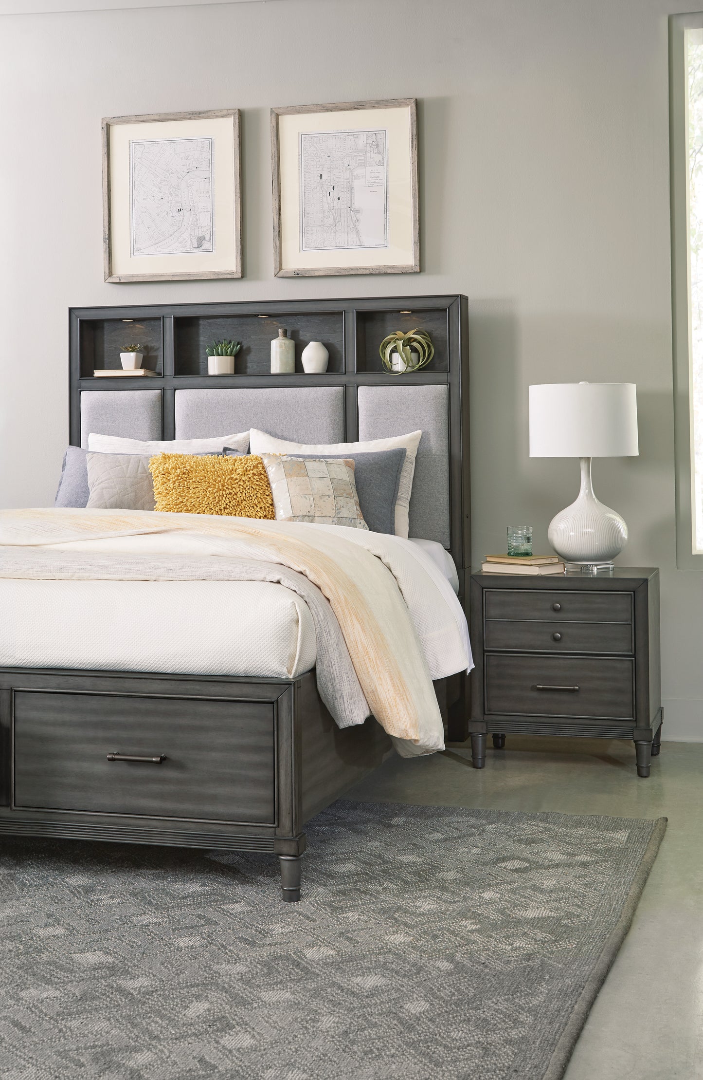 Versatile Nightstand with Drawers in Gray Finish