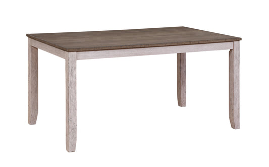 Rustic twotone dining table with dark wood top and distressed white wood base