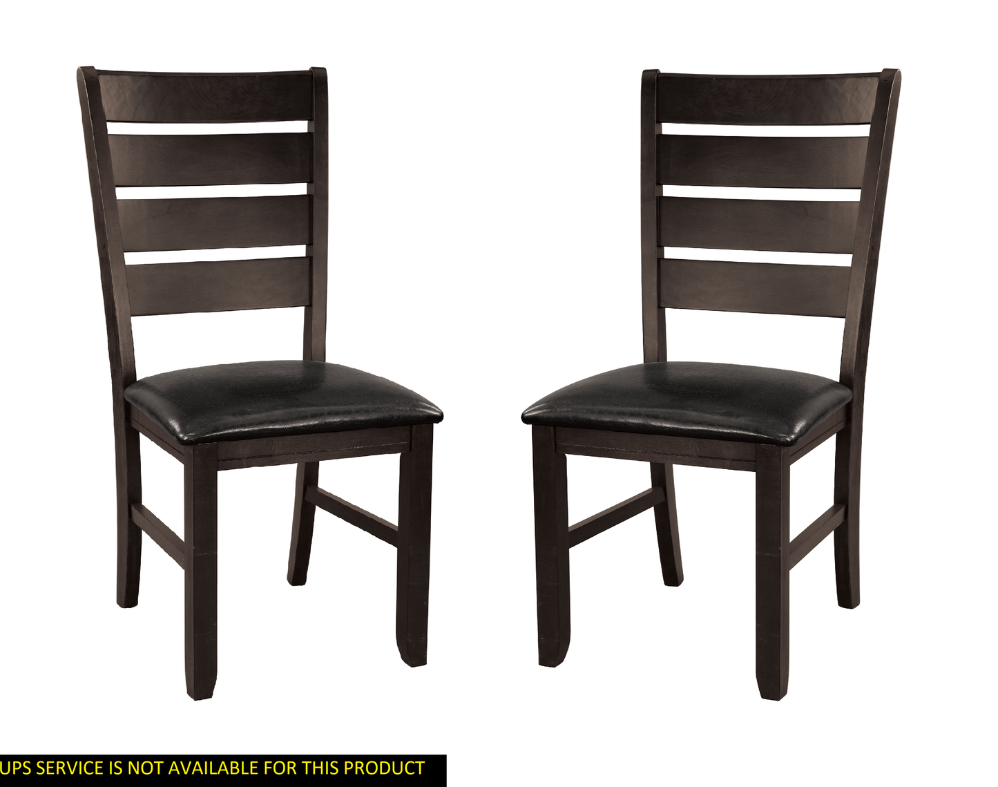 TREATLIFE HOME Contemporary Design Dark Oak Finish Wooden Side Chairs, Upholstered Dining Furniture Set of 2, Black Faux Leather