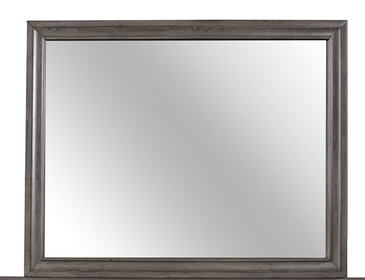 Antique gray wood framed rectangular vanity mirror