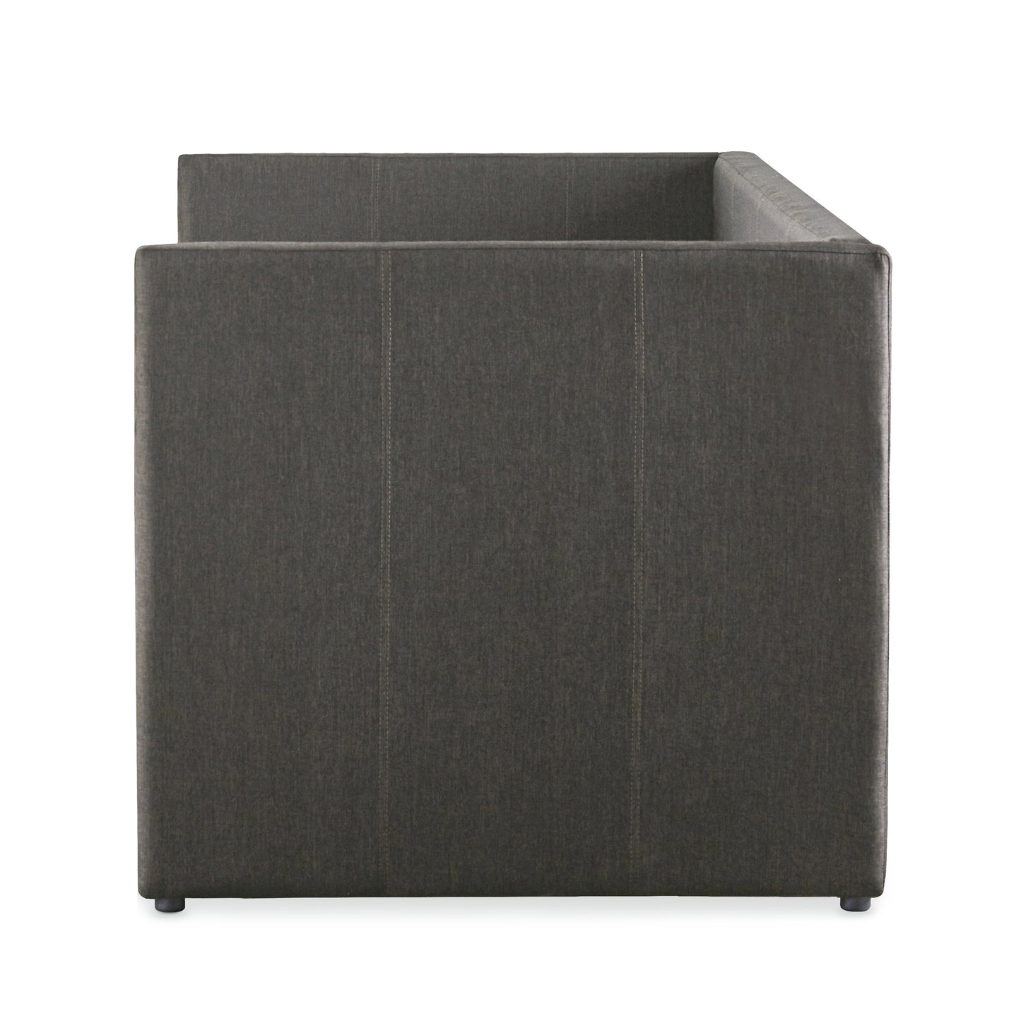 Gray Fabric Upholstered Day Bed with Pull-out Trundle and Nailhead Trim