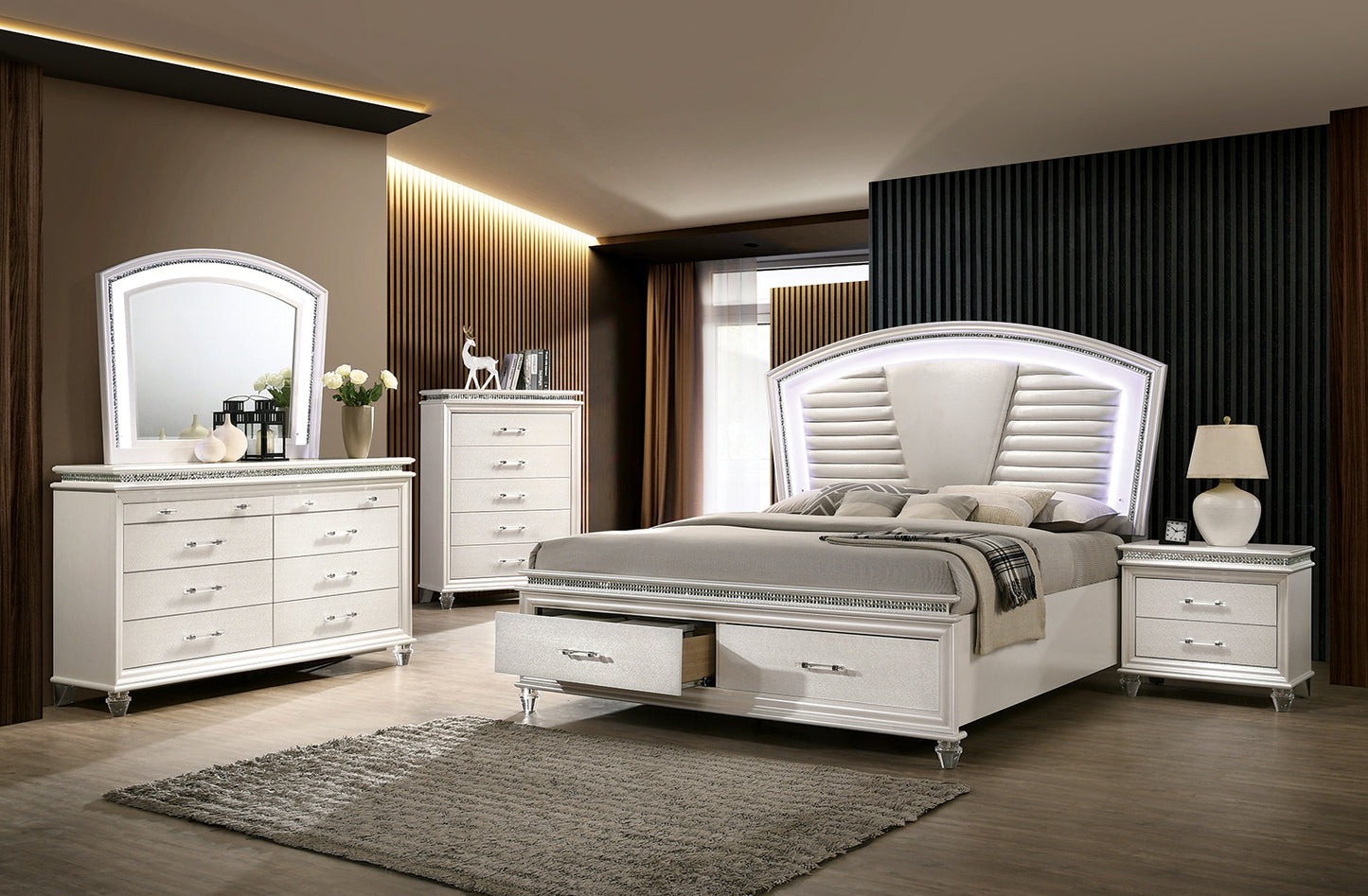 Enhance Bedroom Storage with Classic Pearl White Nightstand - 2 Drawers