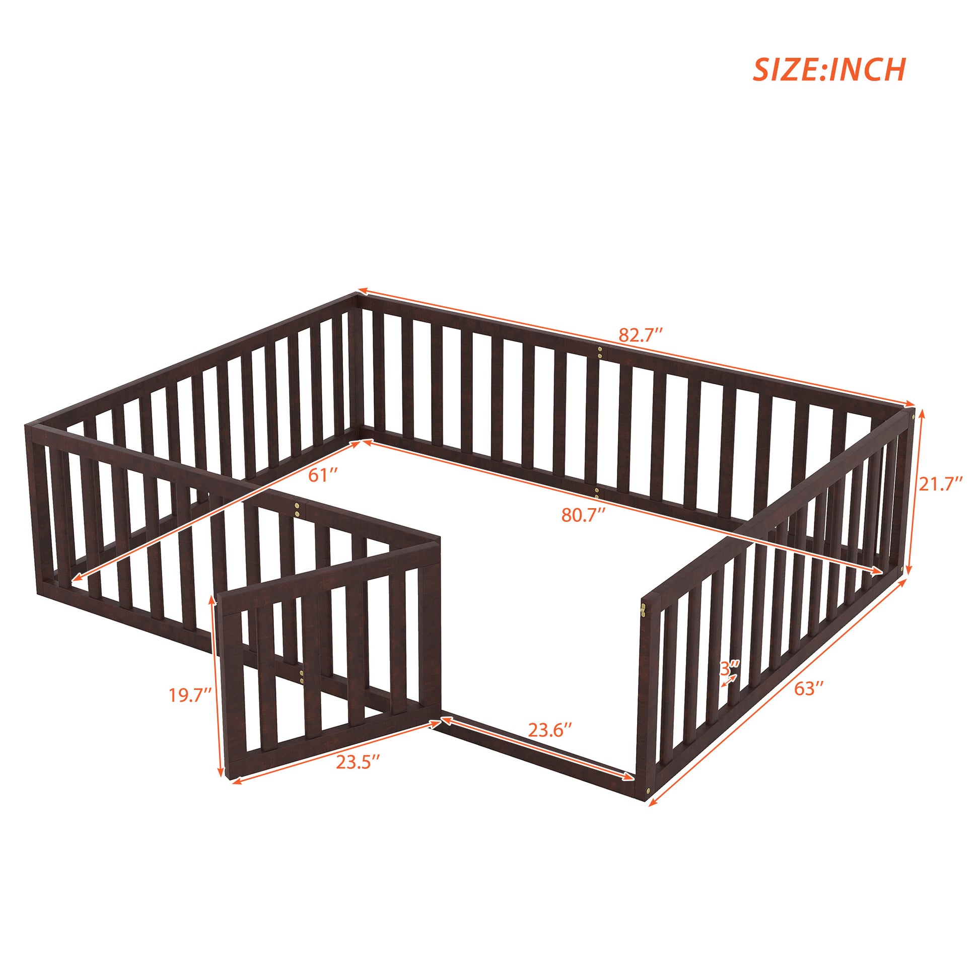 Brown wooden baby playpen