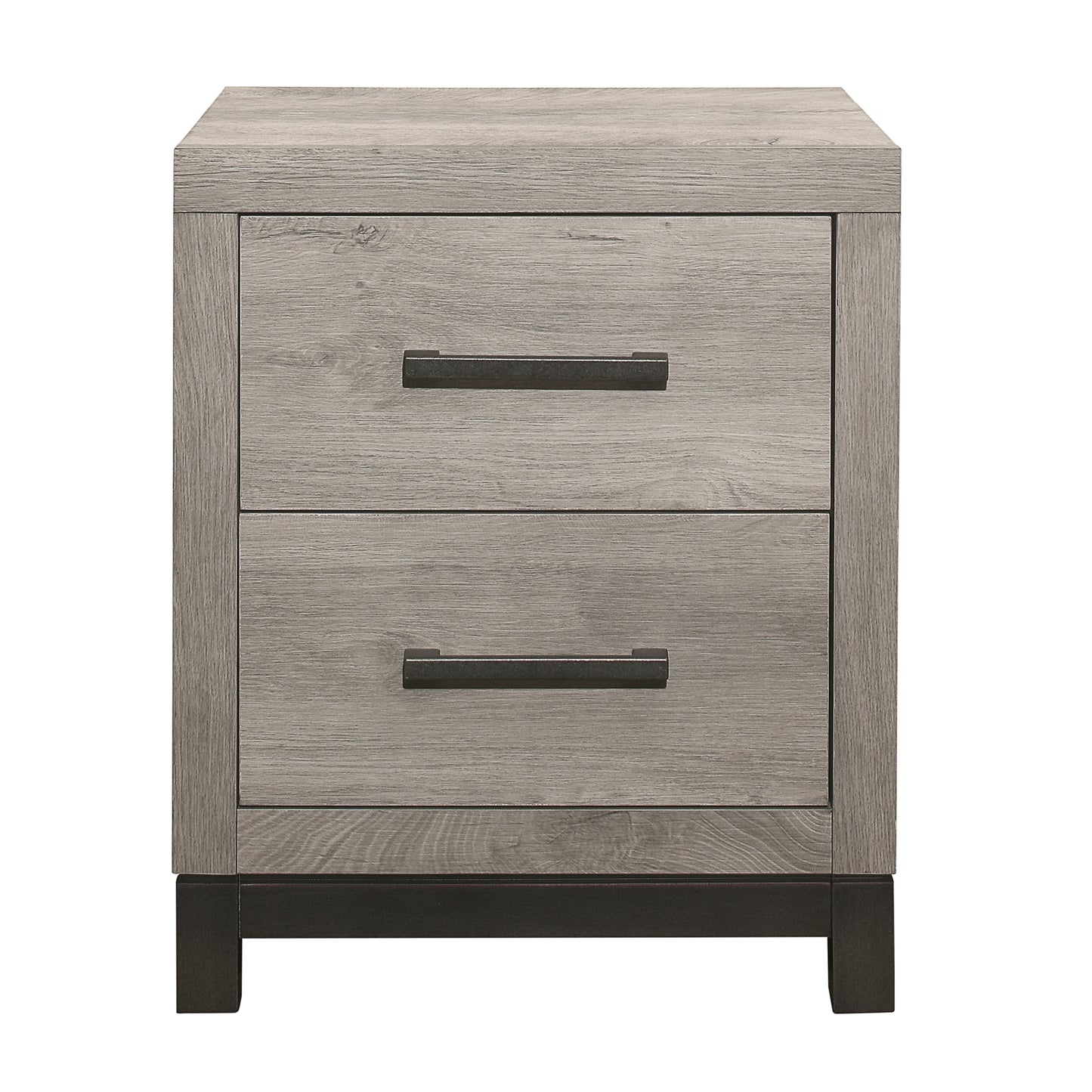 Stylish Gray Nightstand with 2 Drawers and Metal Hardware