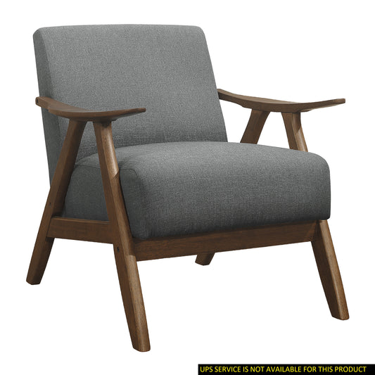 TREATLIFE HOME Accent Chair with Gray Fabric Upholstery and Walnut Finish, Modern Retro Design for Living Space