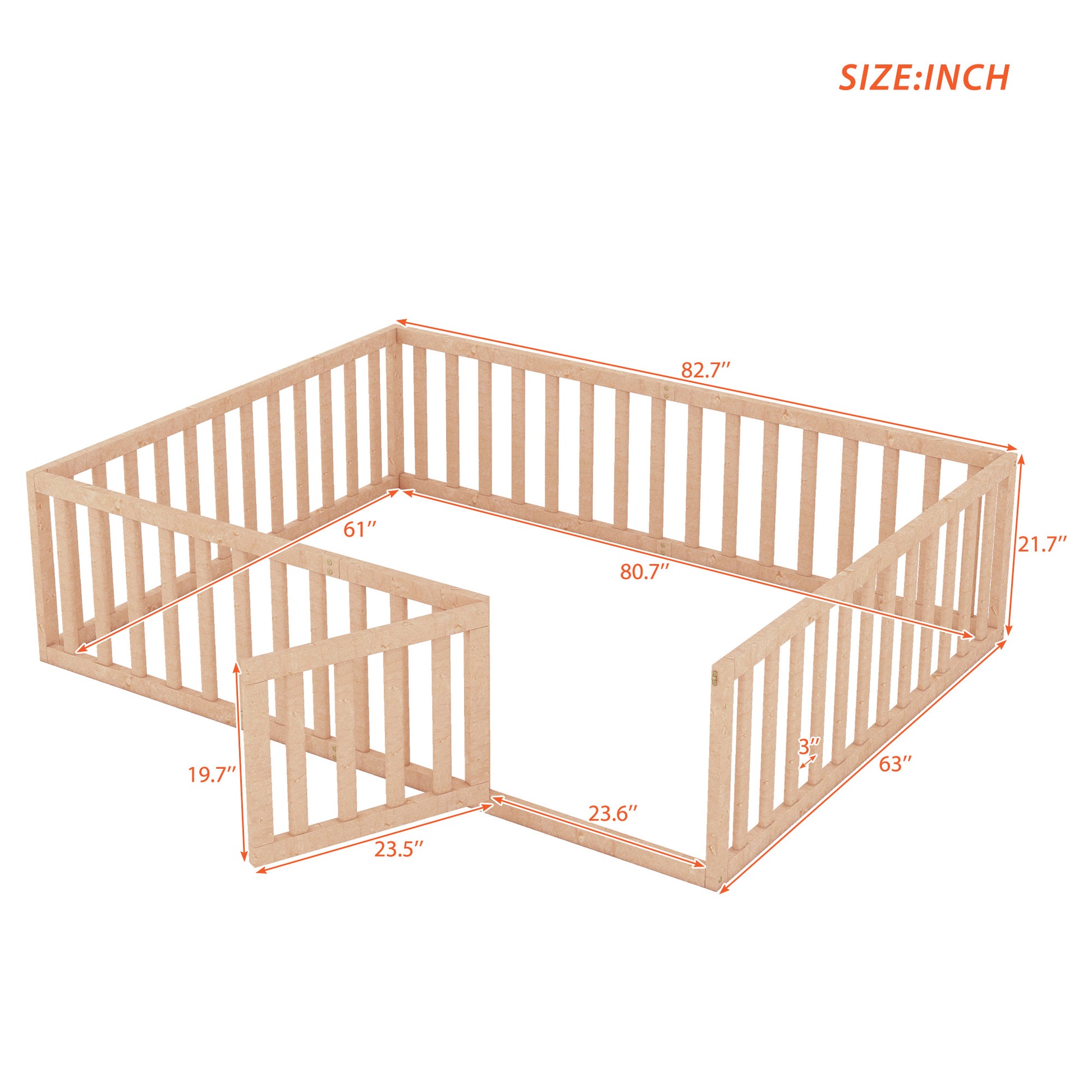 Wooden baby playpen with adjustable panels and rounded edges