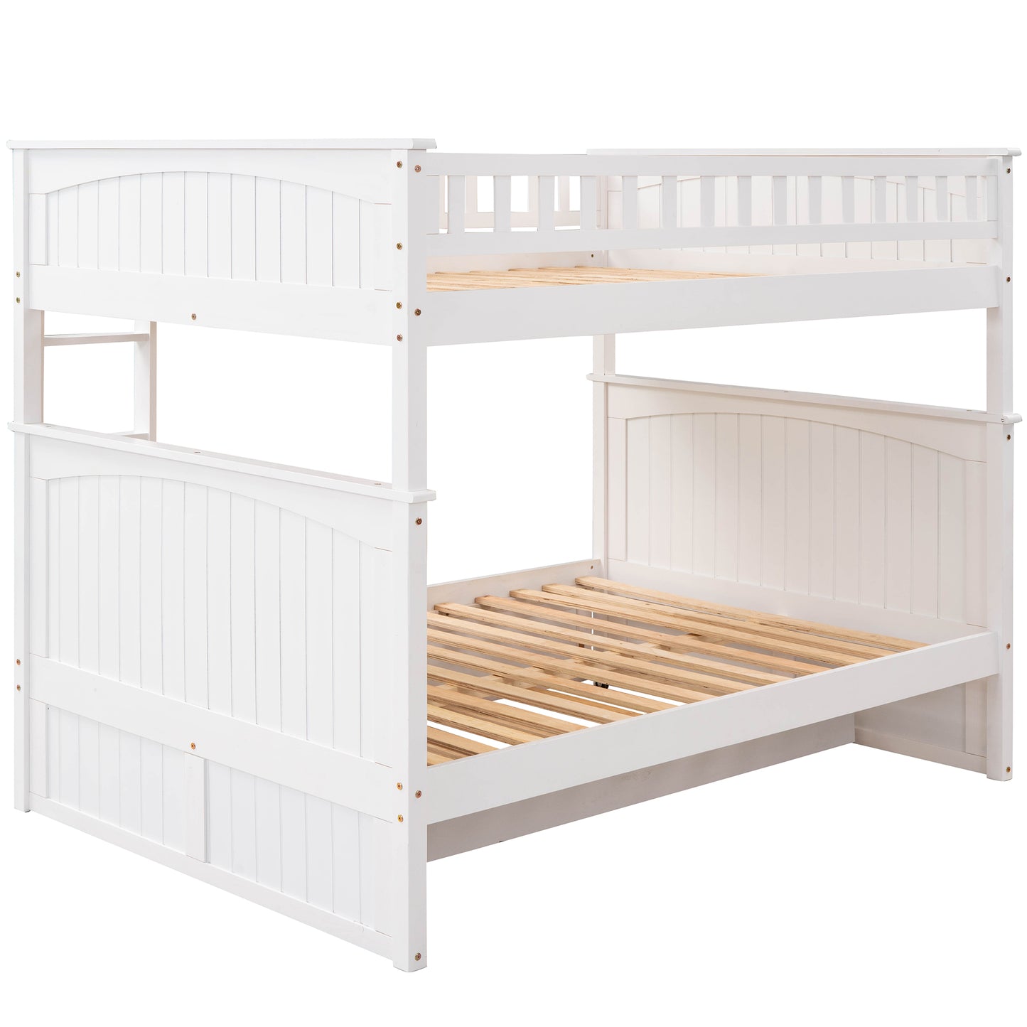 Space-Saving Full Over Full Bunk Bed with Twin Trundle, White