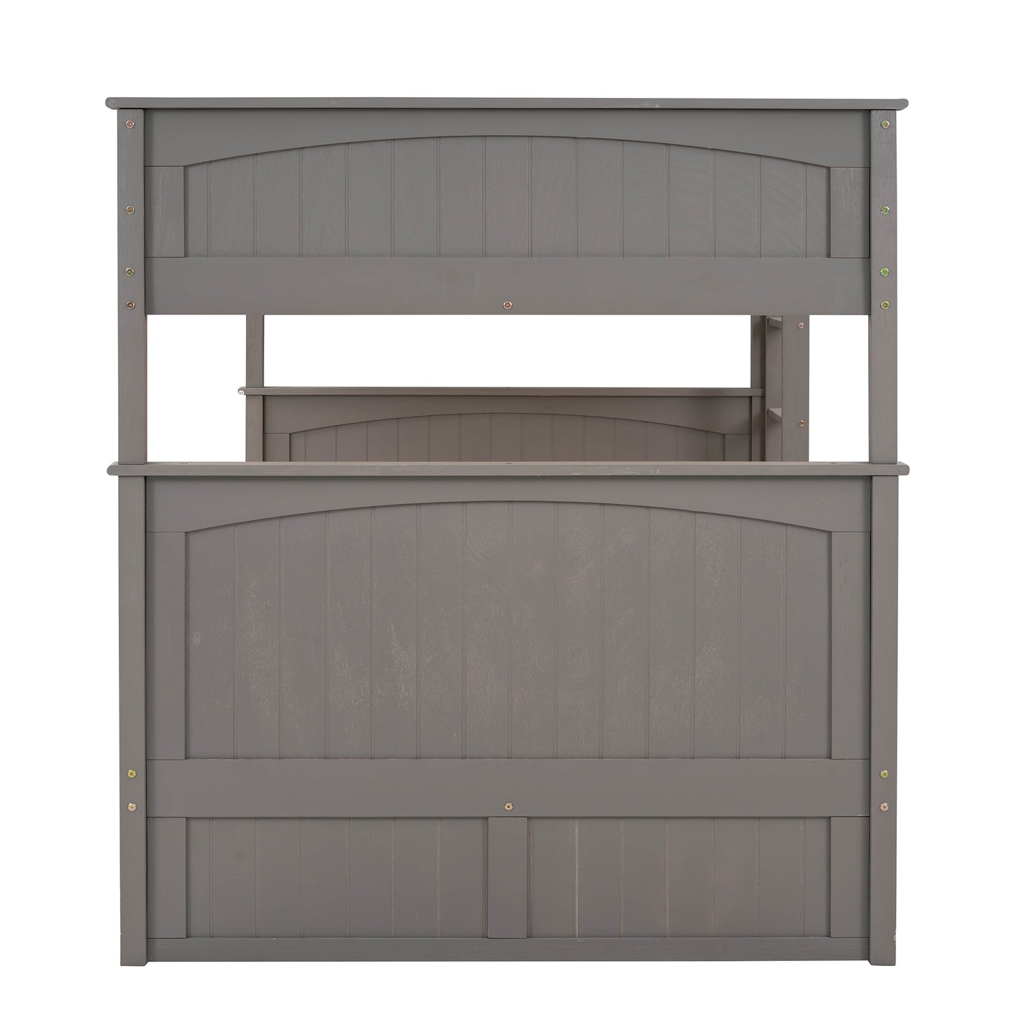 Space-Saving Full Over Full Bunk Bed with Twin Trundle, Brushed Gray