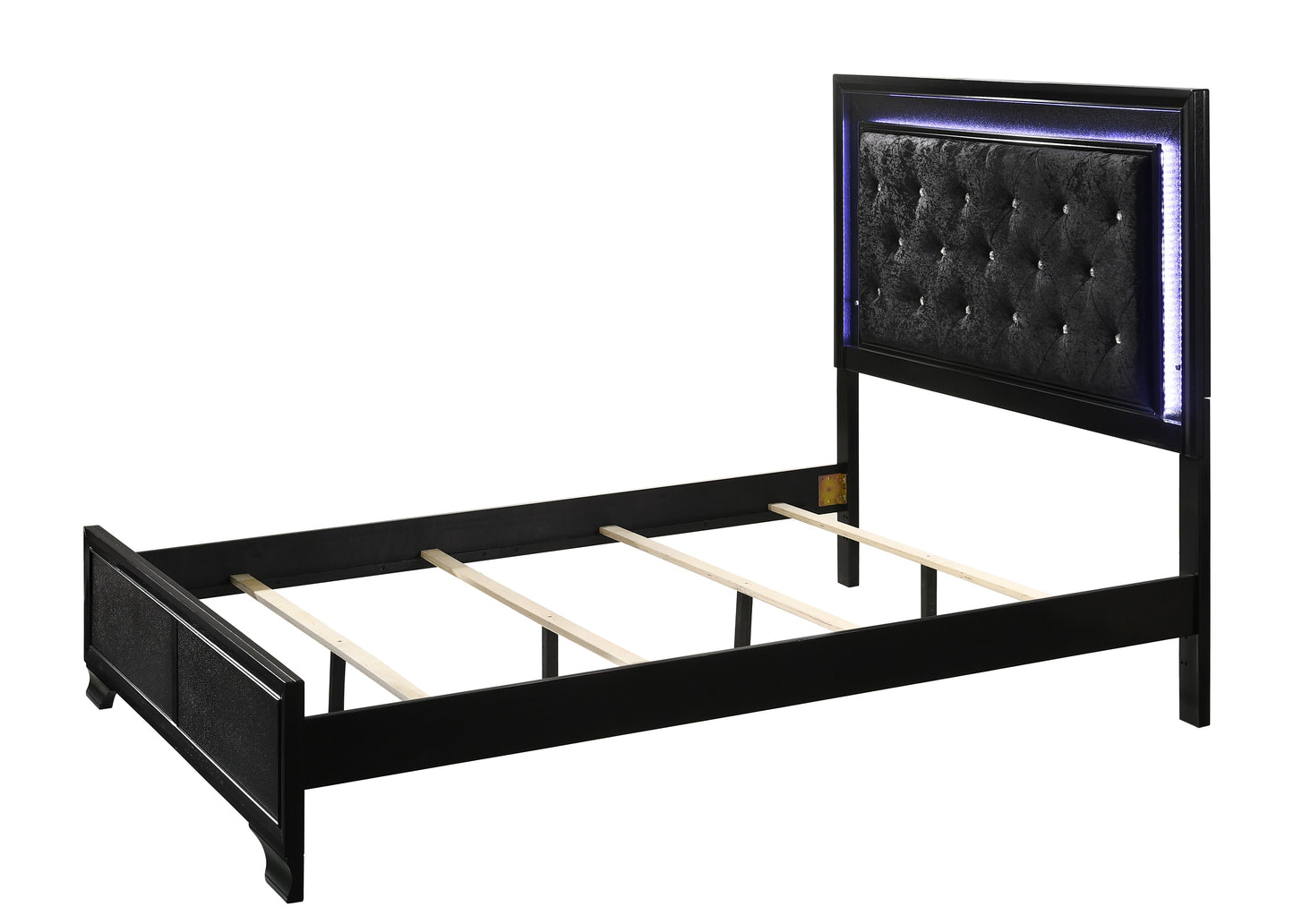 Comfortable Queen Size Upholstered Bed with LED Headboard