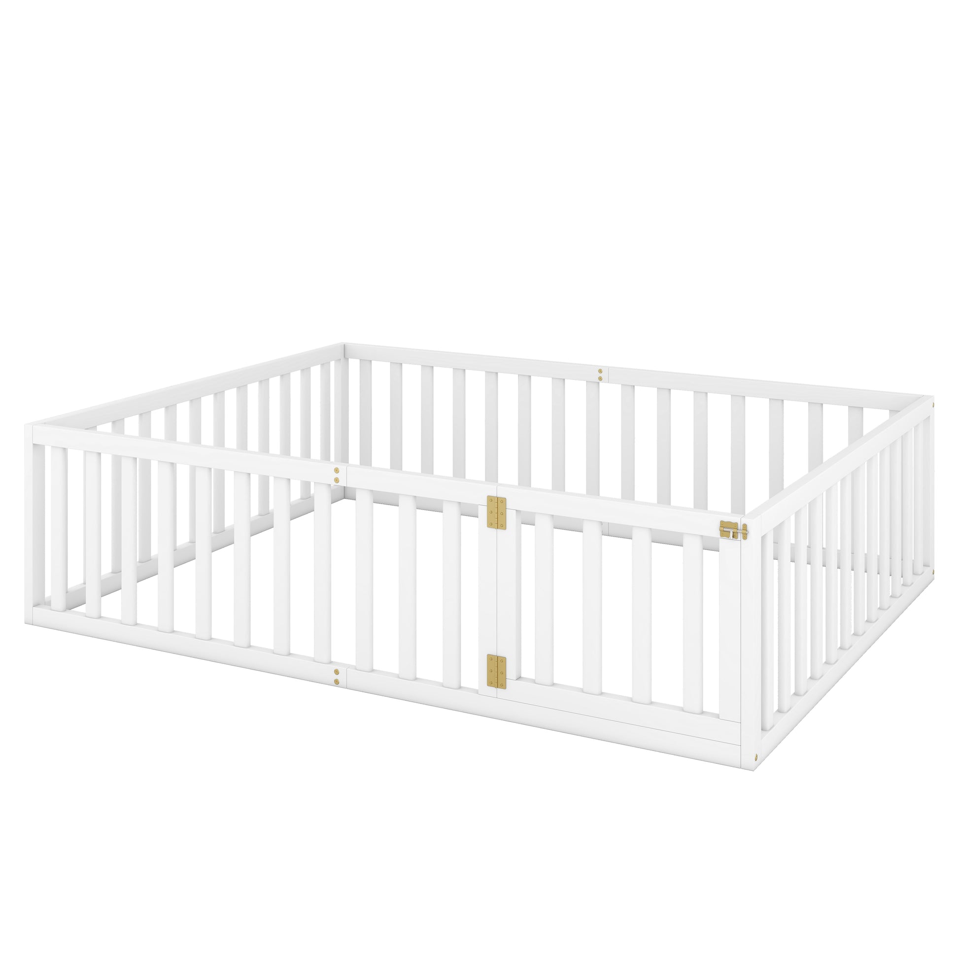 White wooden playpen with golden hinges