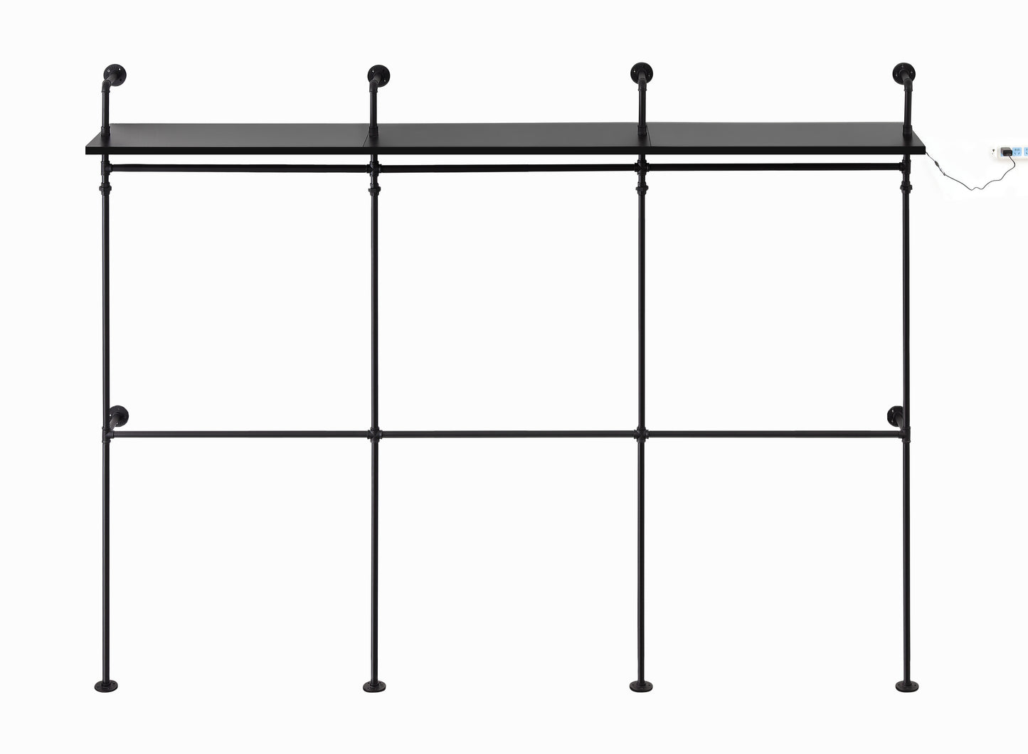 Industrial pipe shelf and garment rack