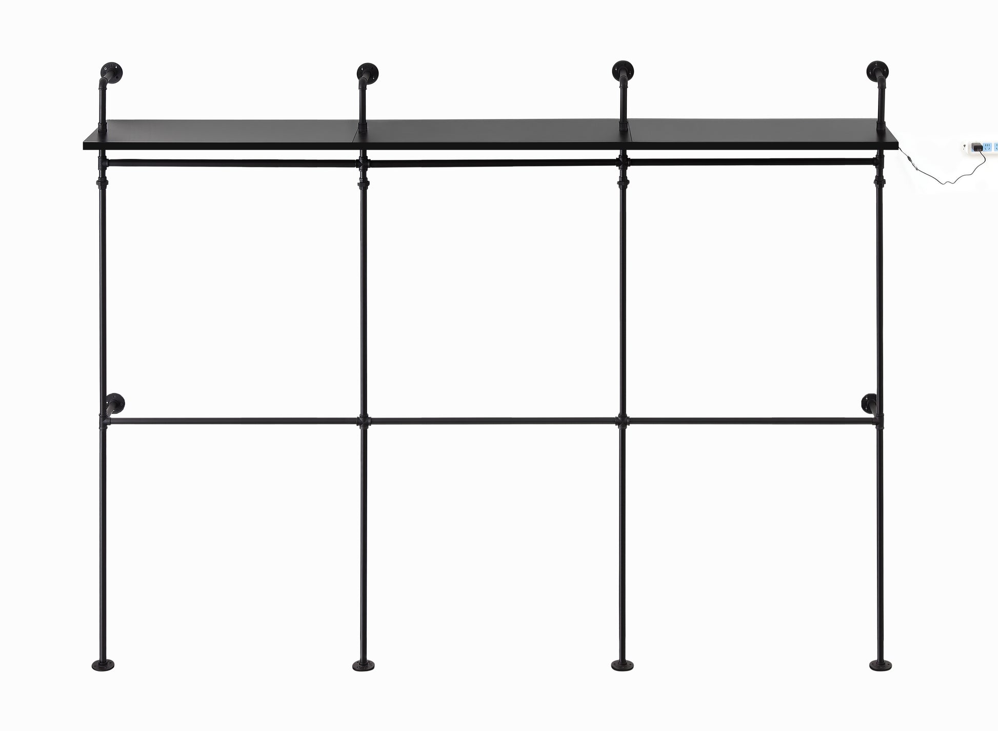 Industrial pipe shelf and garment rack