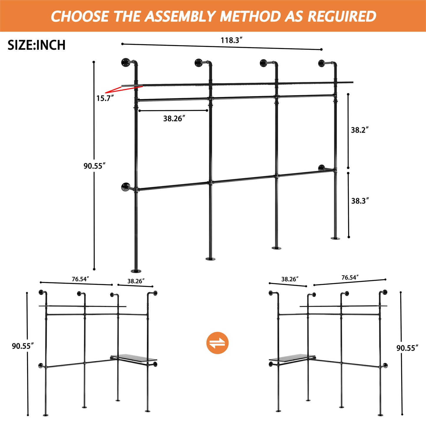 Industrial pipe garment rack
