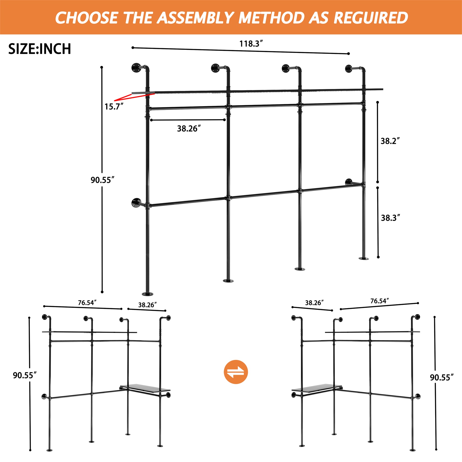Industrial pipe garment rack