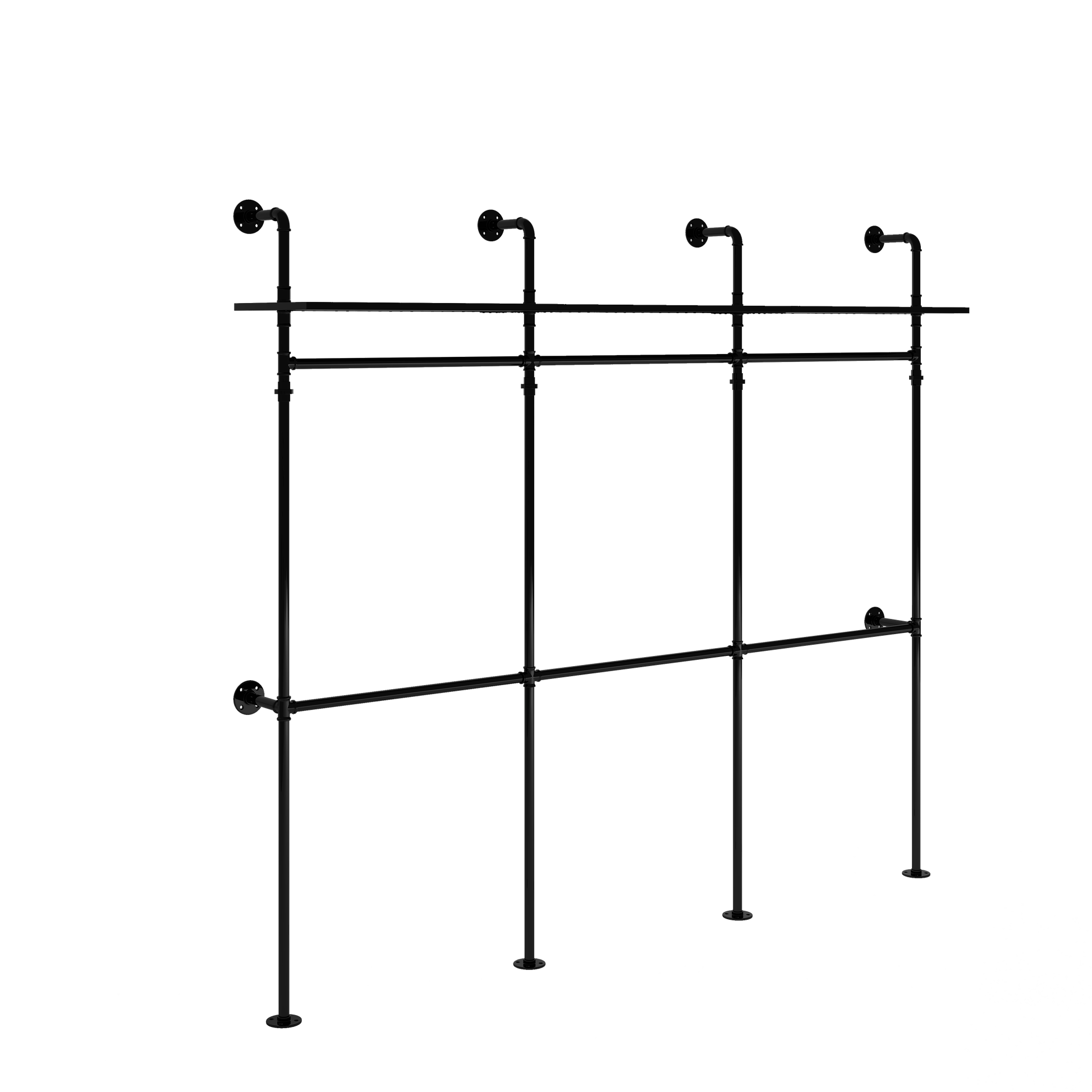 Industrial pipe clothing rack with multiple hanging bars