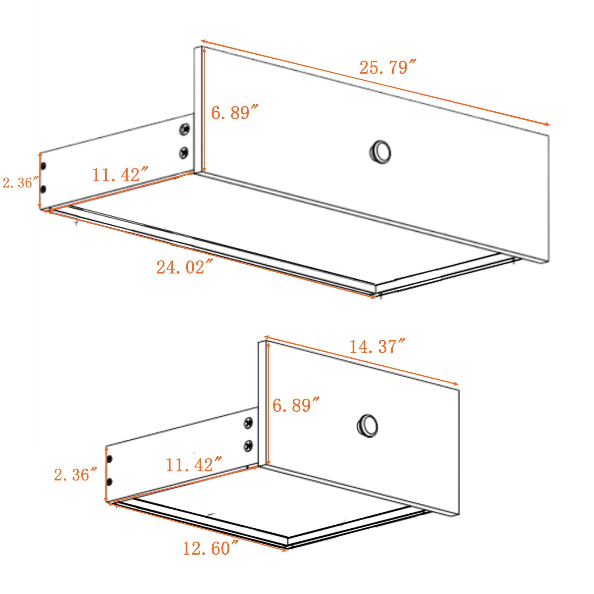Steel wall shelf L