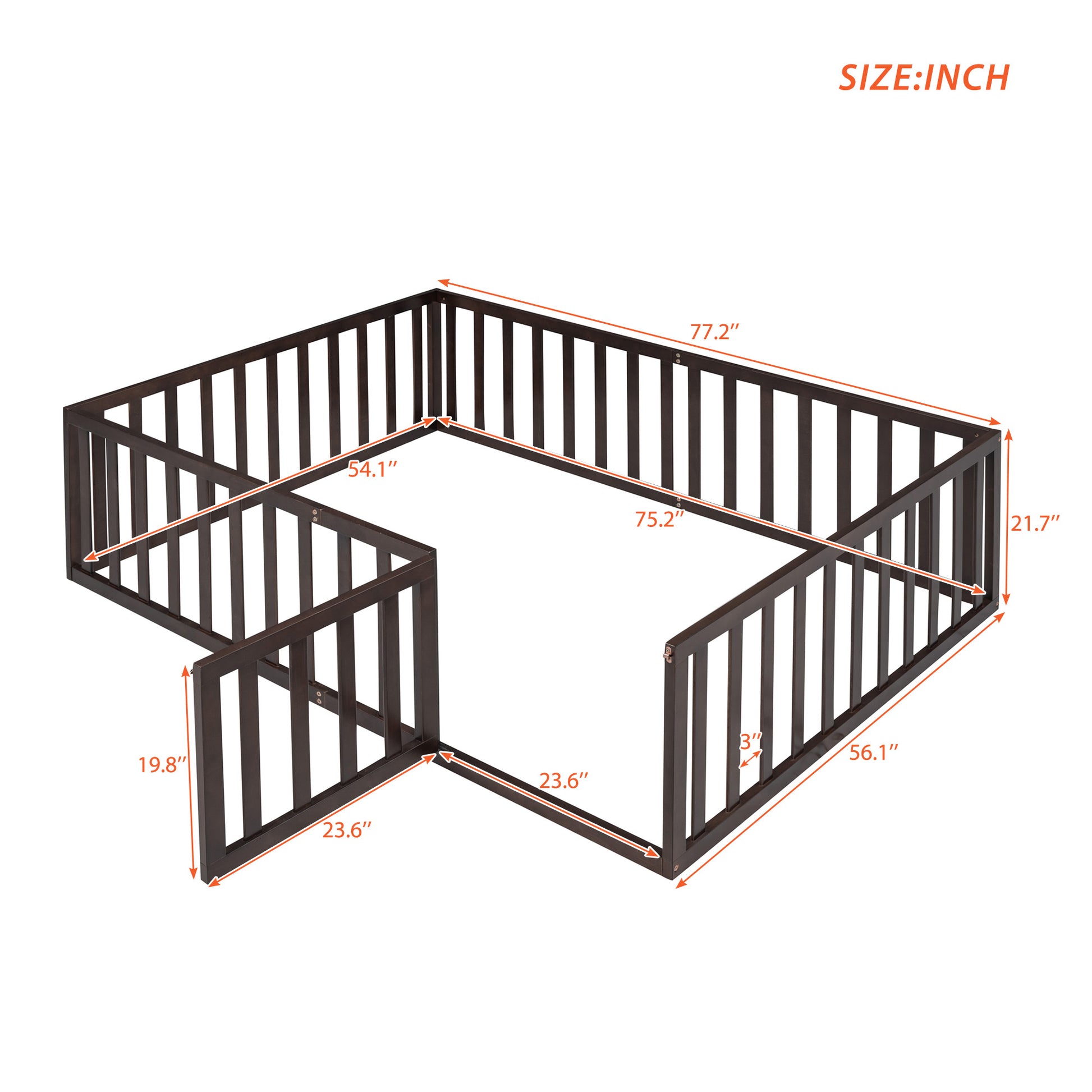 Dark brown wooden pet playpen with  inch length