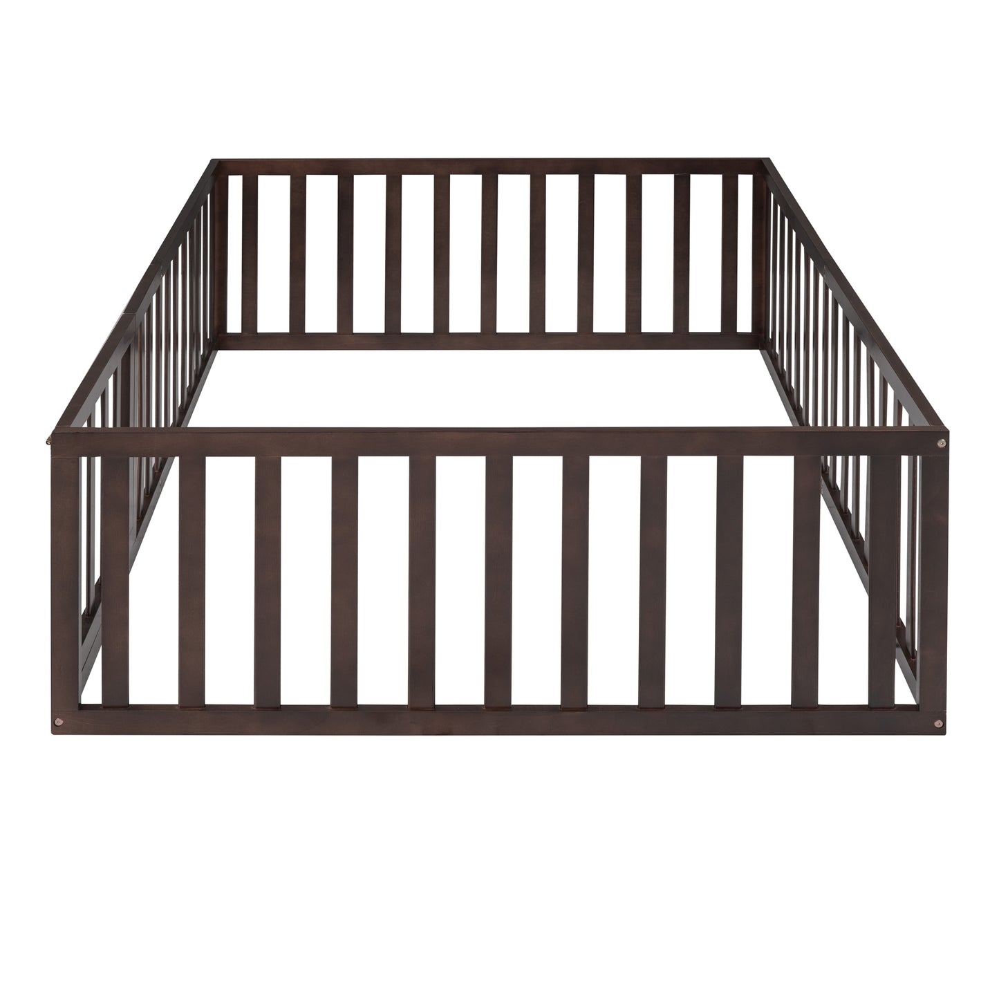 Dark brown wooden baby playpen