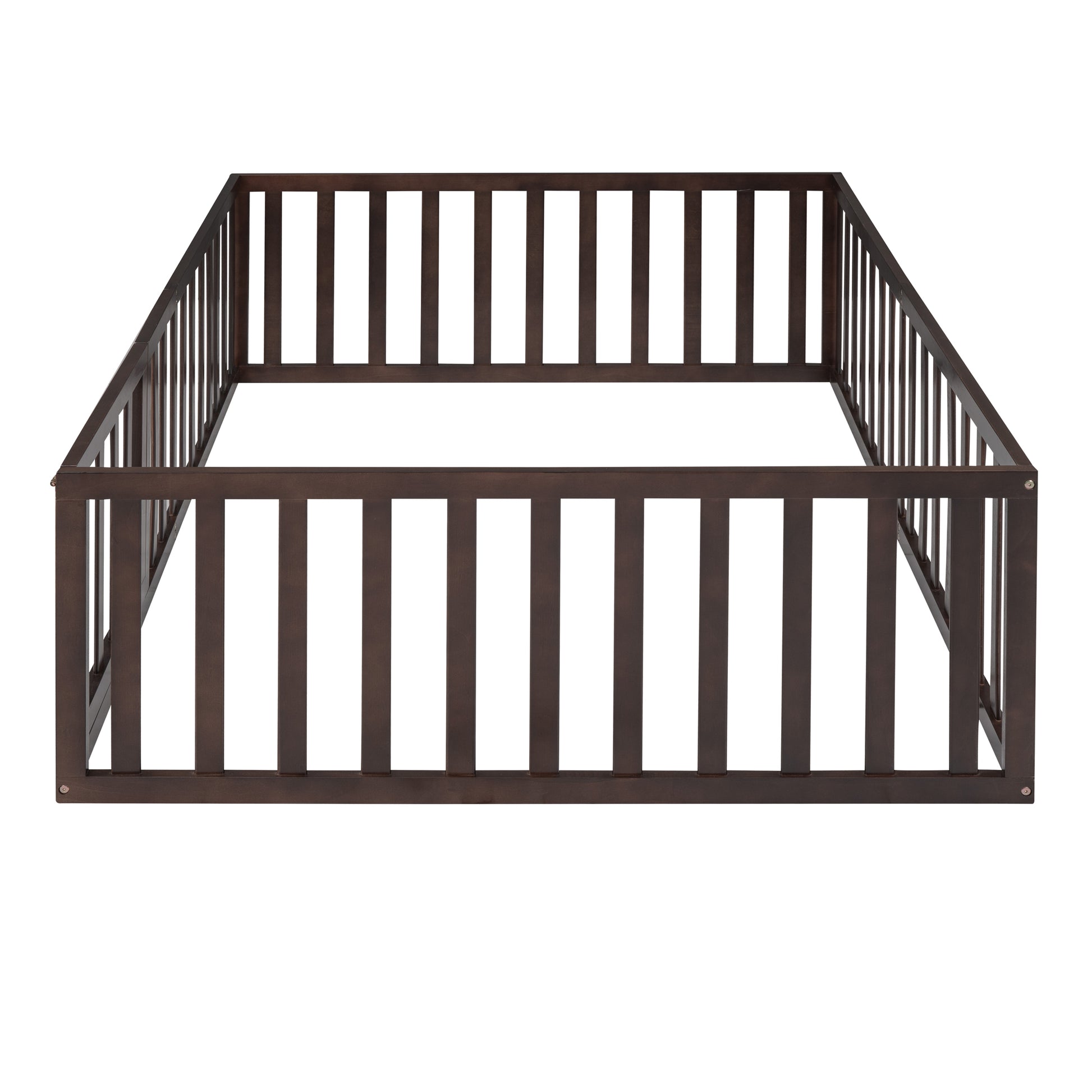 Dark brown wooden baby playpen