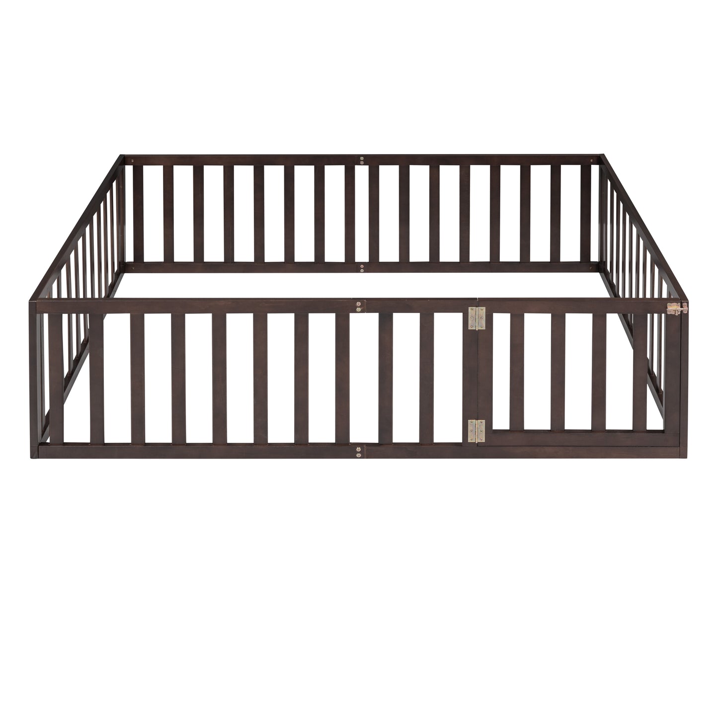 Dark brown wooden pet playpen with double hinged gate