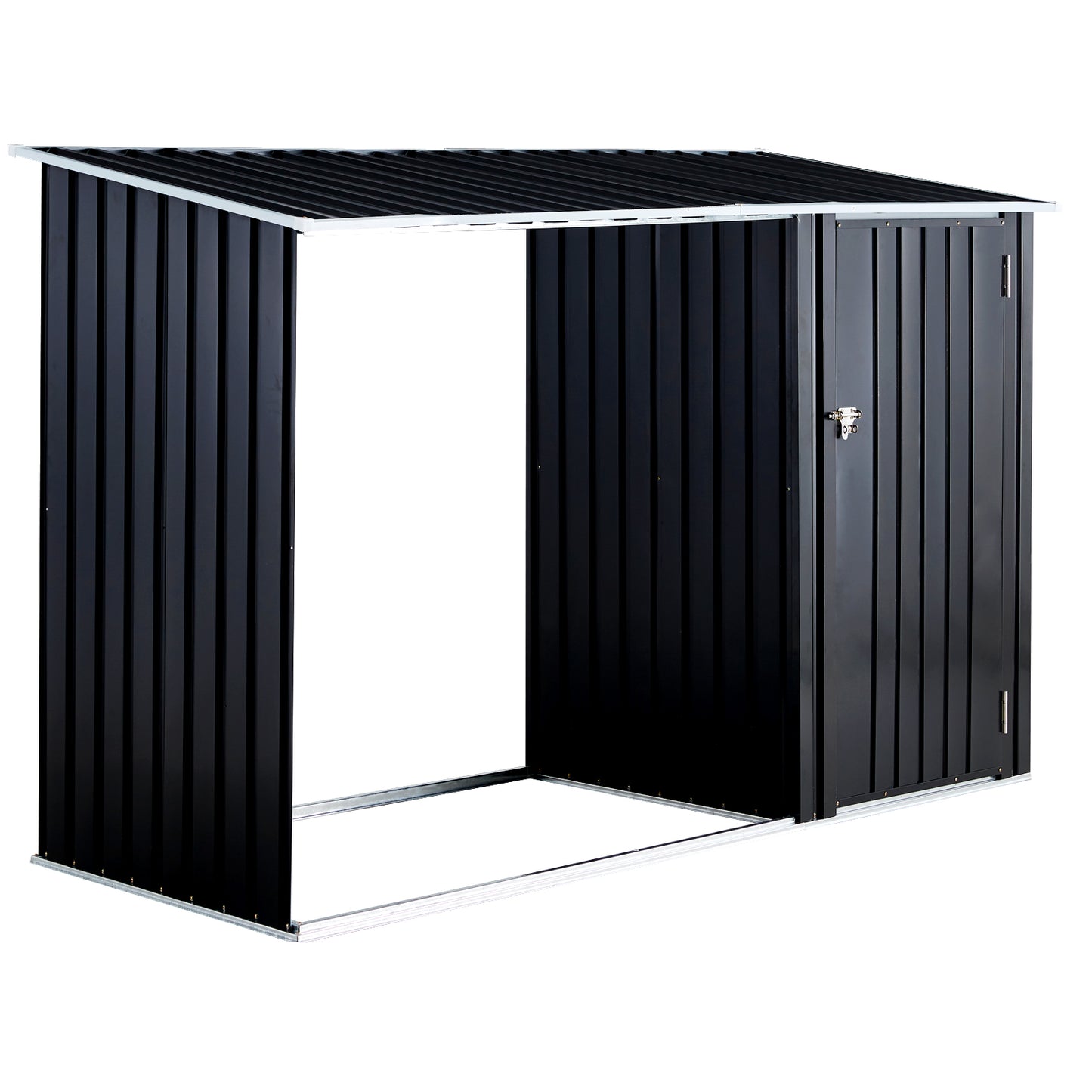 TREATLIFE HOME Outdoor Firewood Storage Shed and Tool Organizer, Durable Galvanized Steel, Anthracite Gray, for Patio Use