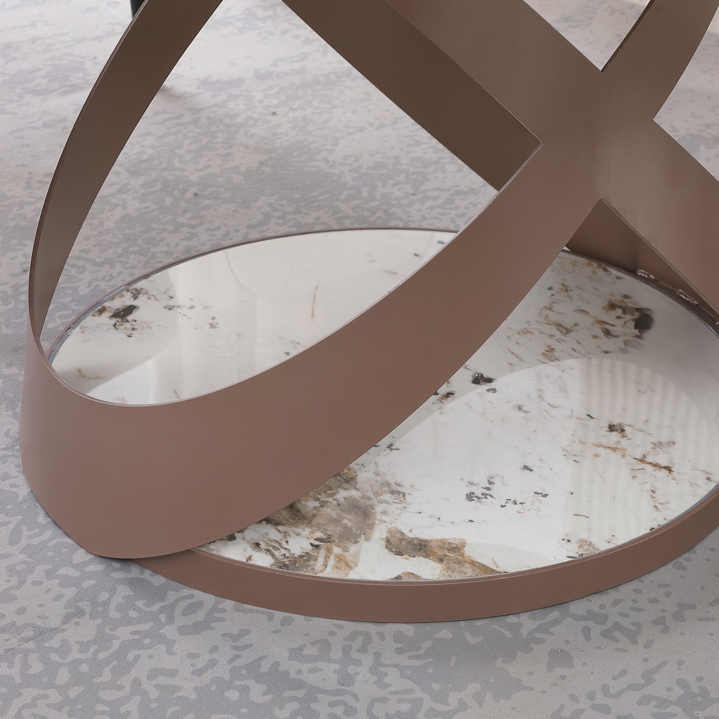 Bronze metal abstract sculpture accent piece with mirrored surface