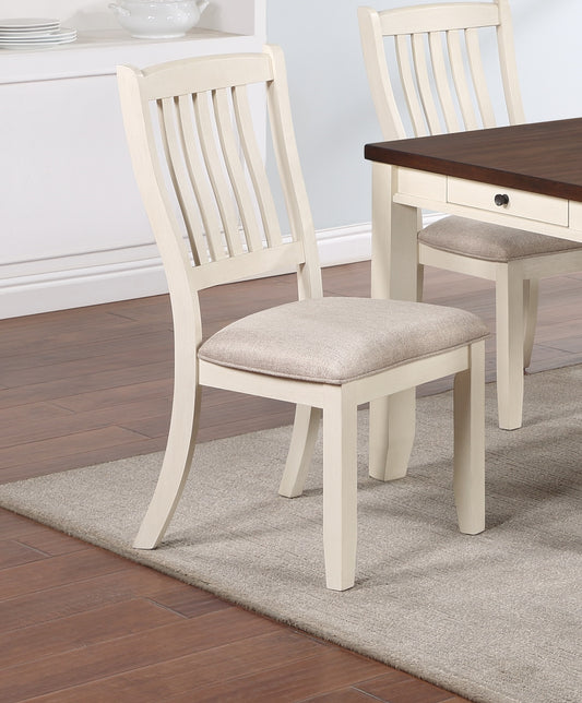 TREATLIFE HOME Classic 2-Piece Dining Chair Set with Cushioned Seats and Slat Backs, White and Beige, Modern Design