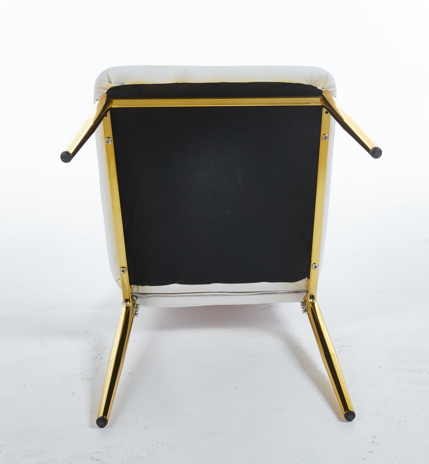 White upholstered chair base with gold metal legs