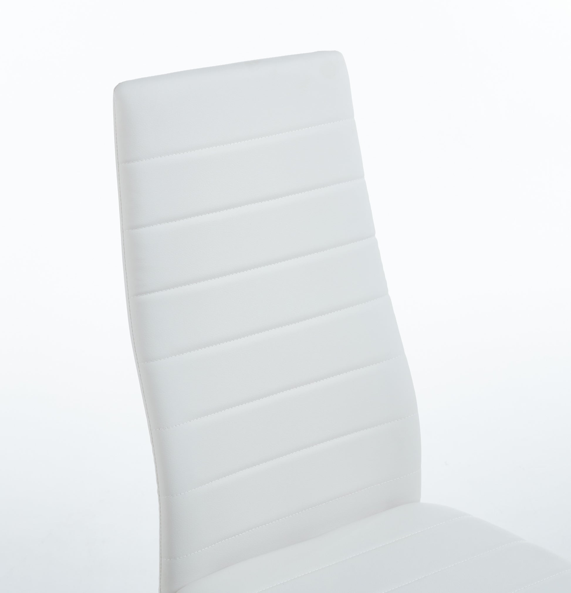 Closeup of a white modern chairs ribbed back