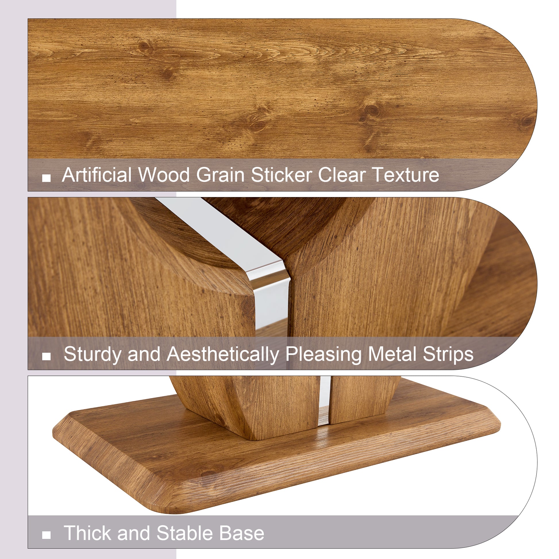 Closeup of artificial wood grain sticker with clear texture on furniture