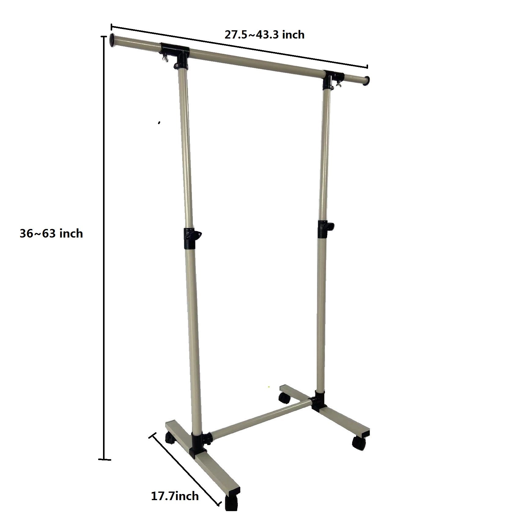 Adjustable height garment rack with wheels