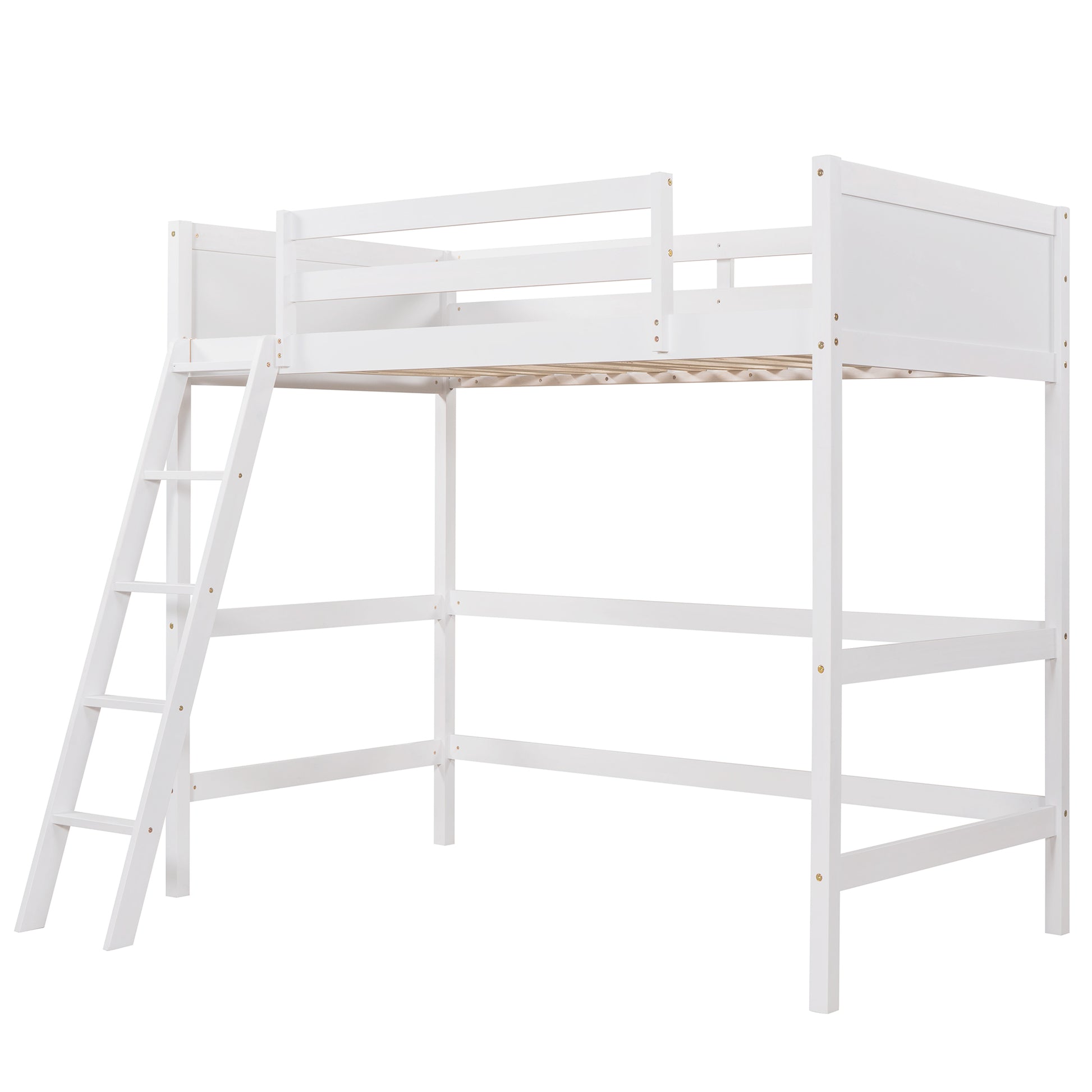 Modern white wooden high sleeper bed with integrated ladder ideal for kids rooms