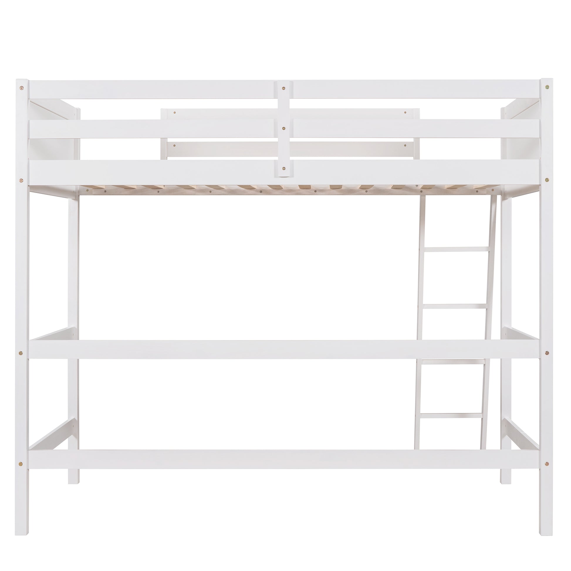 White wooden bunk bed with integrated ladder ideal for kids rooms