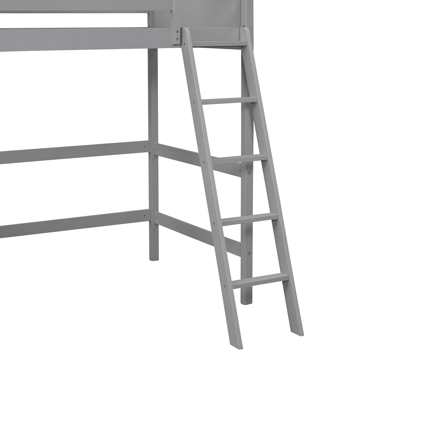 Gray wooden loft bed ladder with five rungs