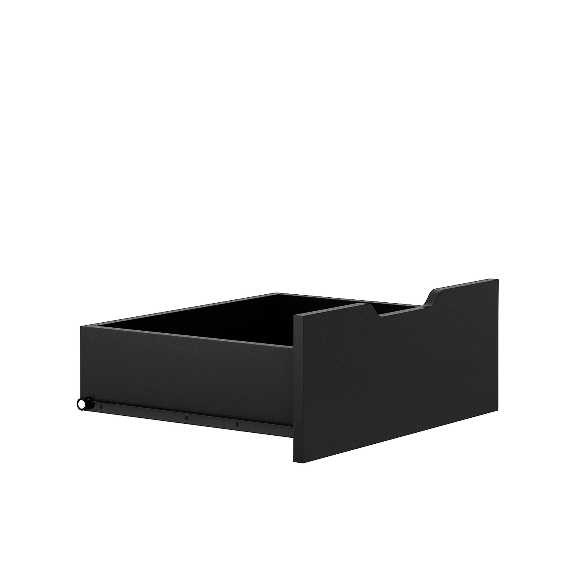 Black metal drawer with front handle