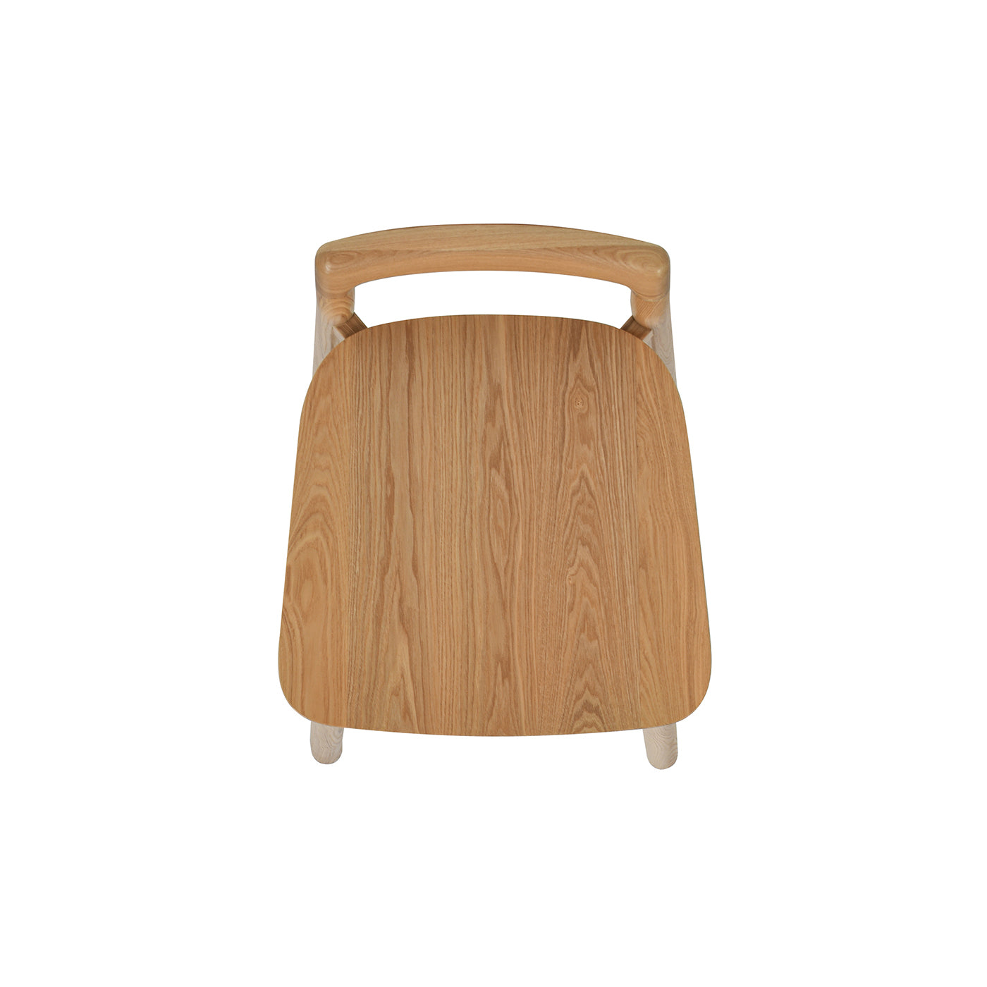 Light oak wood dining chair with curved back and seat
