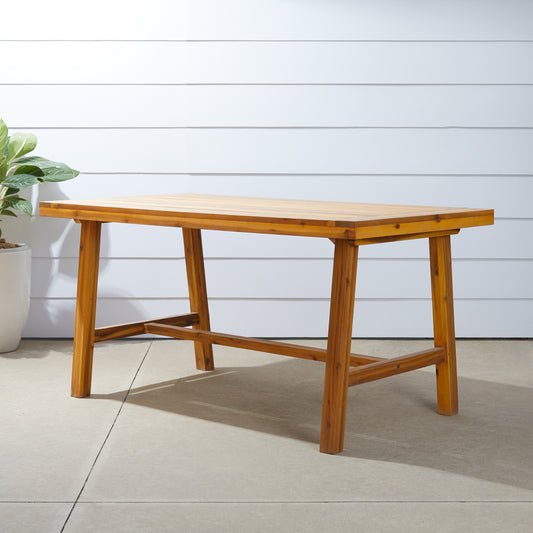 TREATLIFE HOME Miami Outdoor Patio Picnic Dining Table, Solid Wood Construction, Teak Color, for Gatherings and Entertaining