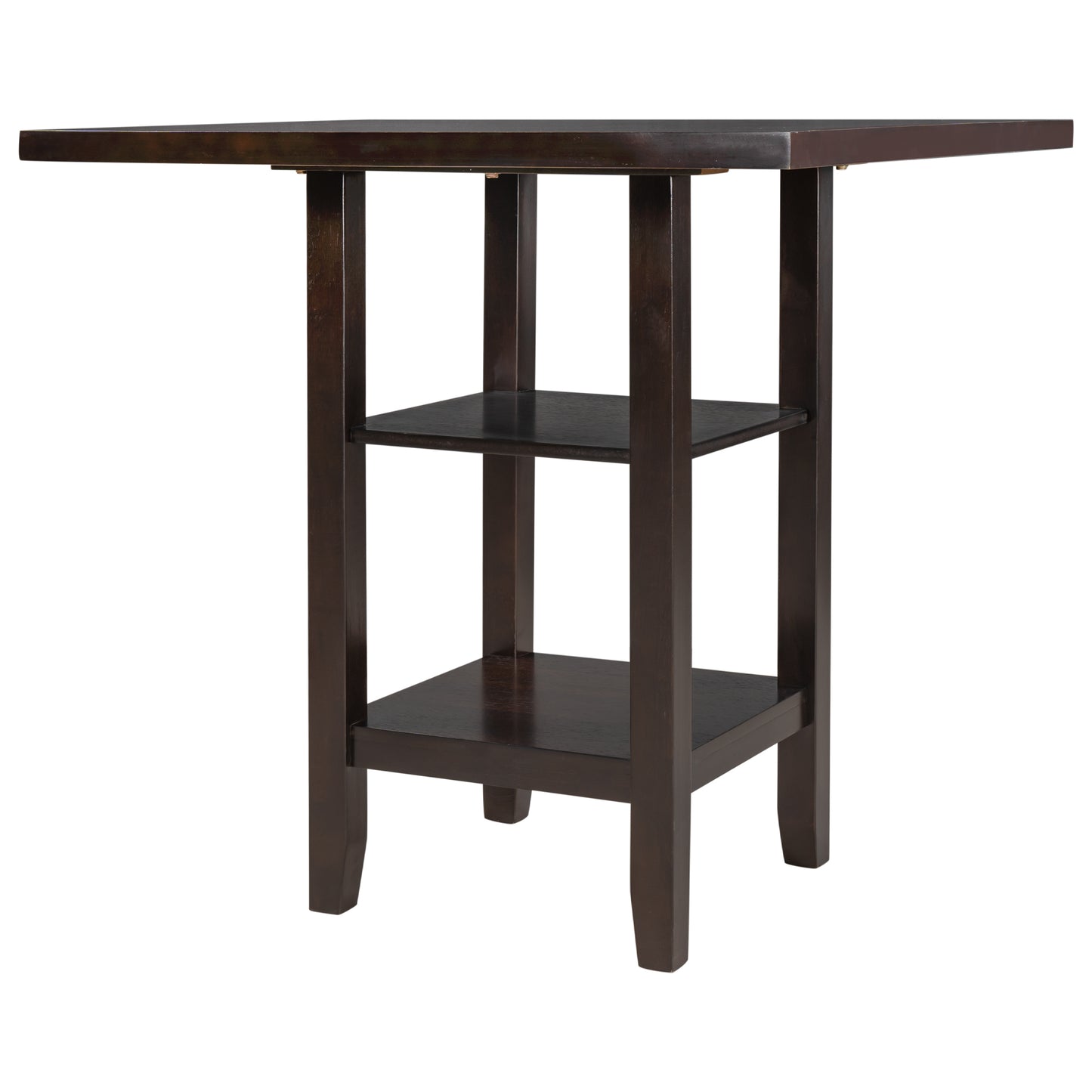 Dark brown wooden console table with two shelves