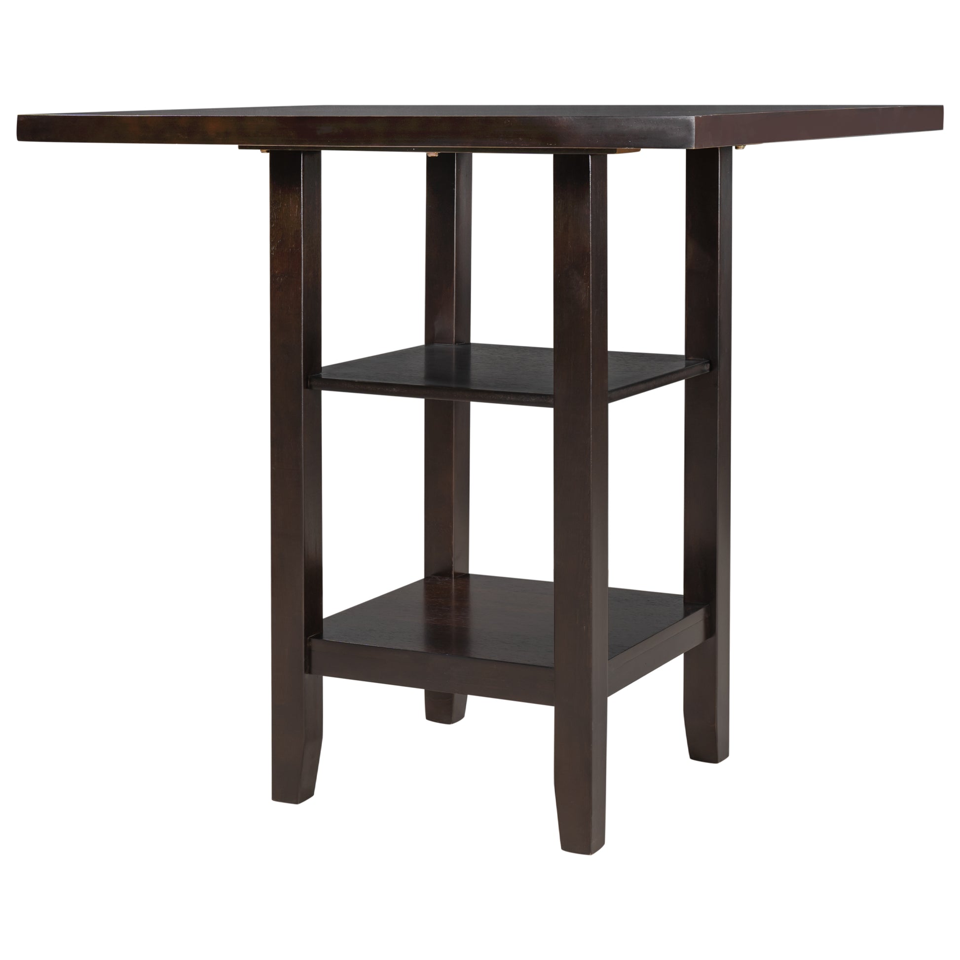 Dark brown wooden console table with two shelves