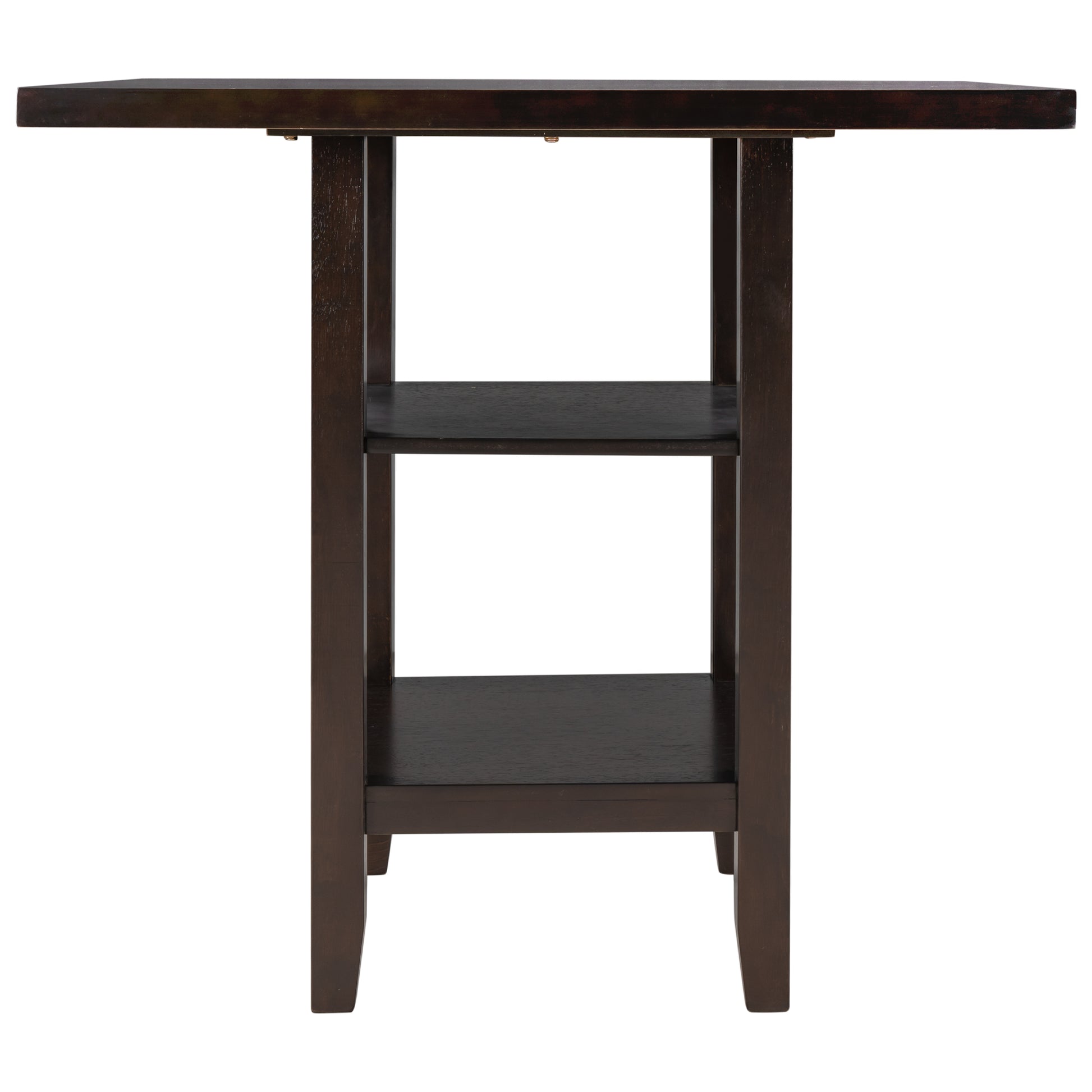 Dark espresso wood accent table with two shelves