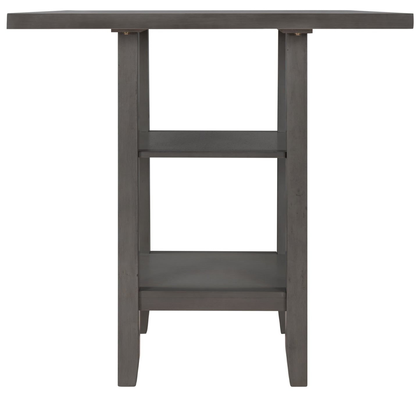 Gray wooden bar table with two shelves