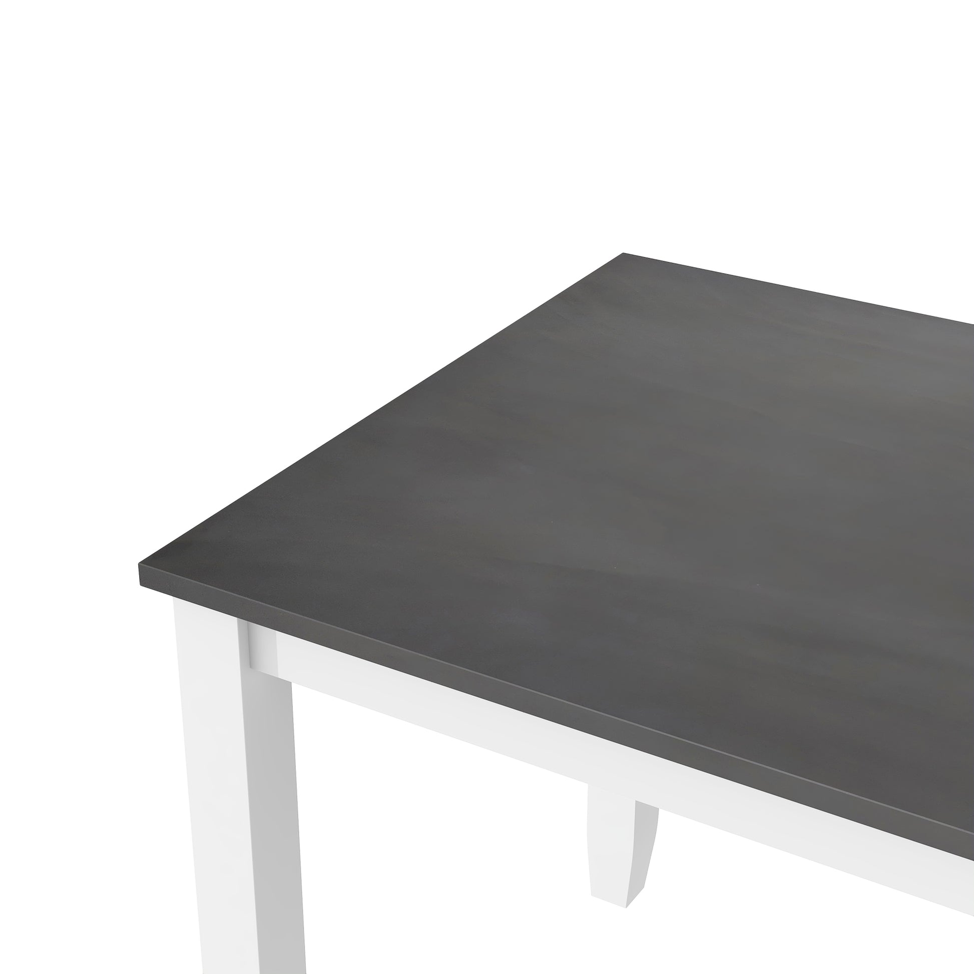 Dark gray rectangular dining table with white legs