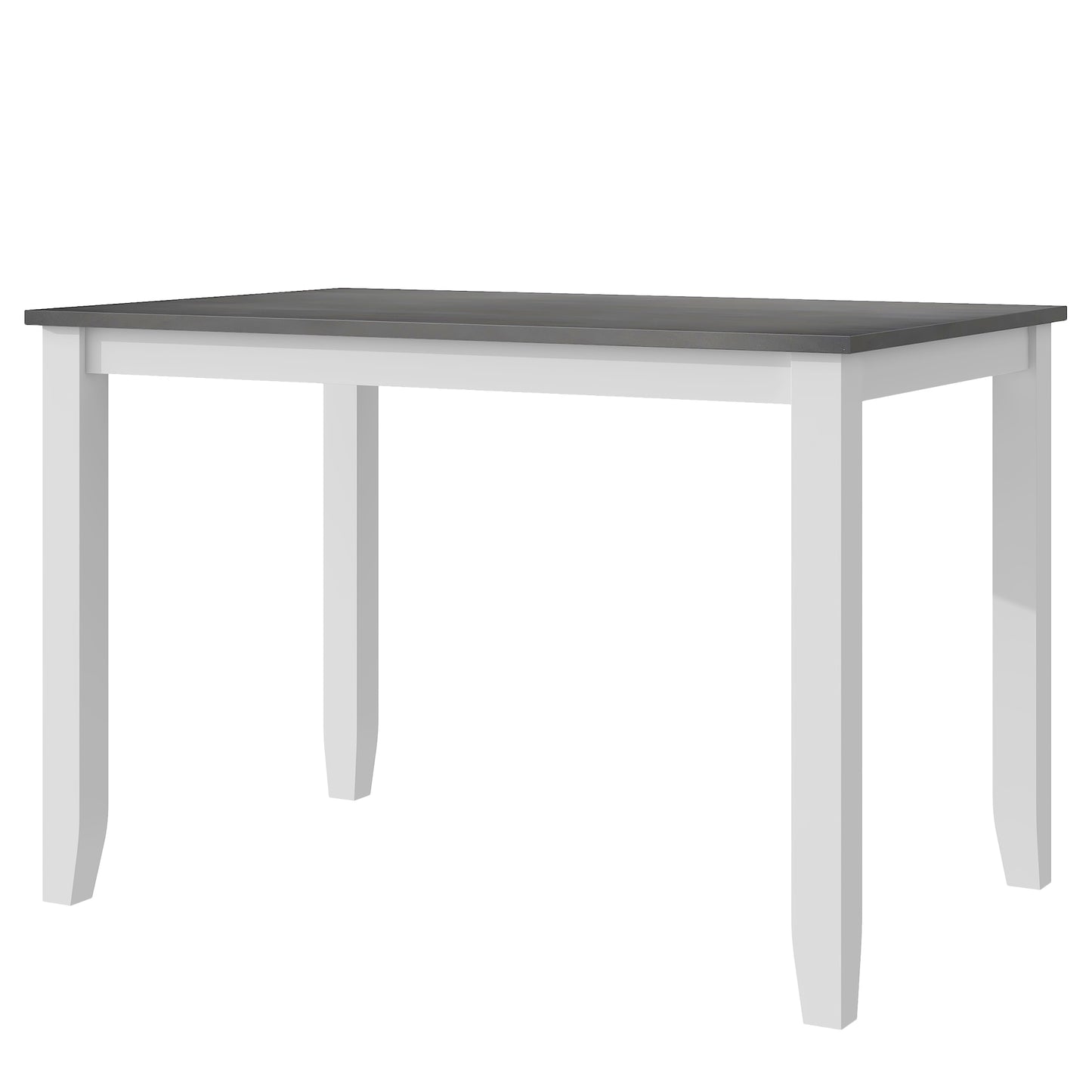 Rectangular dining table with gray top and white legs